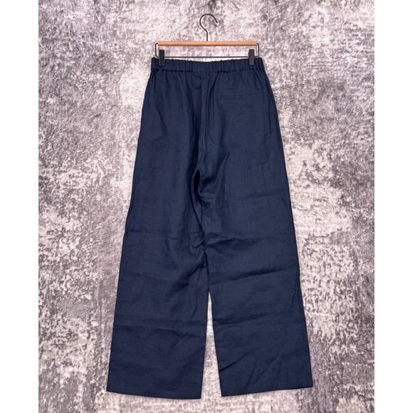 John Elliott Pants 1 / Small Womens Leisure Wide Leg Pull On Blue Linen - Picture 2 of 6
